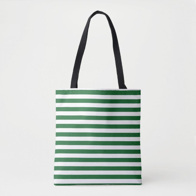 Green and White Stripes Tote Bag (Front)