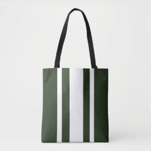 Green And White Stripes Tote Bag