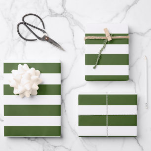Green and White Stripes Wrapping Paper Sheet