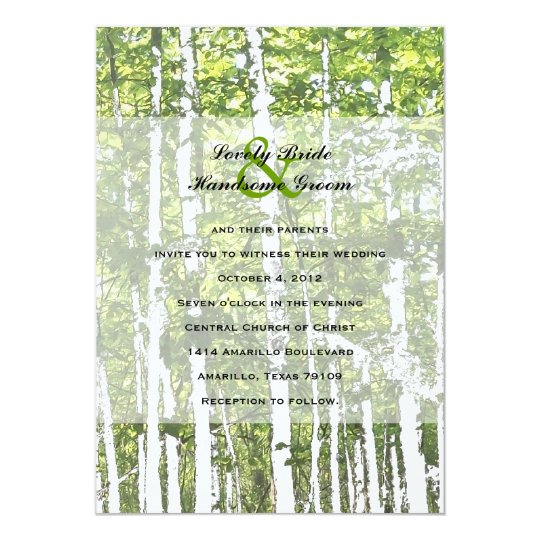 Green and White Summer Woods Wedding Card