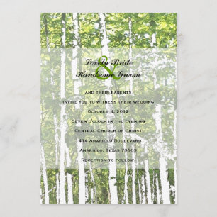 Green and White Summer Woods Wedding Invitation