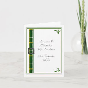 Green and white tartan ribbon 2 thank you card
