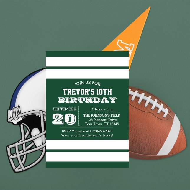 Green and White Team Birthday Invitation (Creator Uploaded)