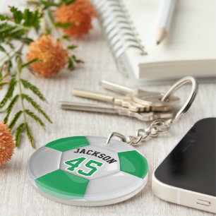 Green and White Team Soccer  ⚽ Ball   Key Ring