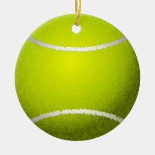 Green and white tennis ball ceramic tree decoration