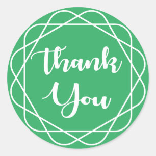 Green And White Thank You Art Nouveau Deco Wedding Classic Round Sticker