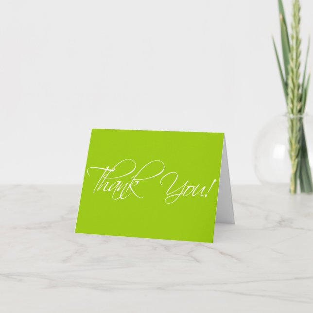 Green and White Thank You Cards Fancy Script (Front)