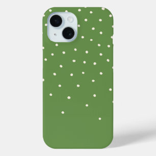 Green and White Tiny Polka Dot Handmade Irregular iPhone 15 Case