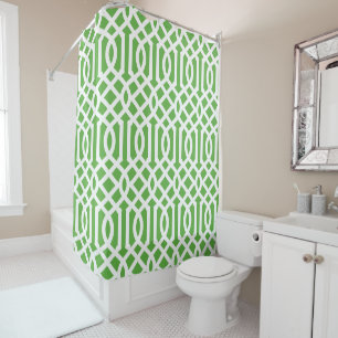Green and White Trellis Editable Colours Shower Curtain