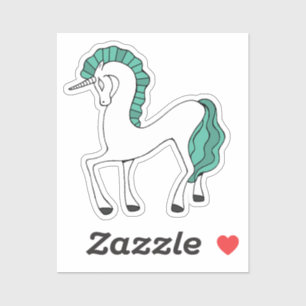 Green and White Unicorn Laptop Sticker