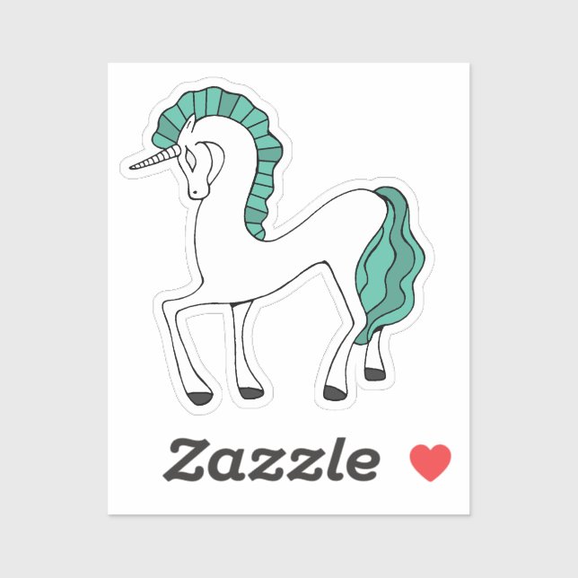 Green and White Unicorn Laptop Sticker (Sheet)