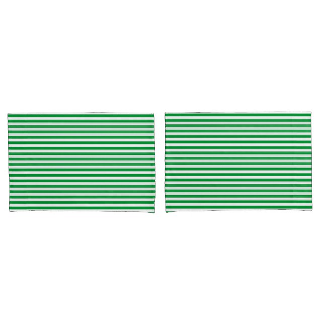 Green and White Vintage Thin Stripes Pillowcase (Front-Set)