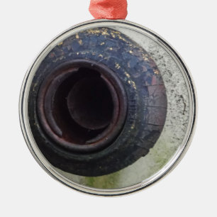 green and white vintage truck gas metal tree decoration