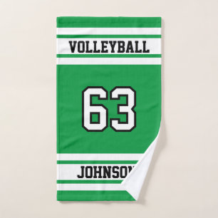 Green and White 🏐 Volleyball - 100% Customise Hand Towel