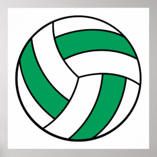 green and white volleyball poster