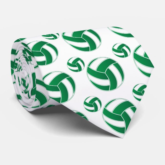 Green and White 🏐 Volleyball Tie (Rolled)
