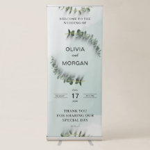 Green and White Wedding Retractable Banner