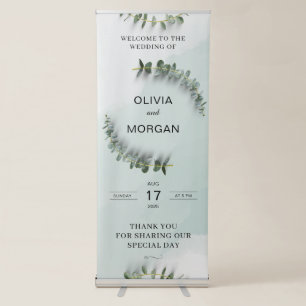 Green and White Wedding Retractable Banner