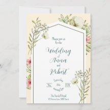Green And White Wildflowers Geometric Wedding