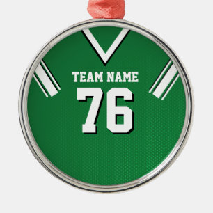 Green and White with Black Football Metal Tree Decoration