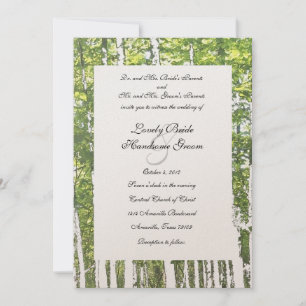 Green and White Woods Rustic Wedding Invitation
