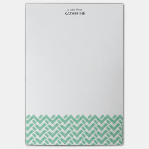 Green and White Woven Chevron Post-it Notes
