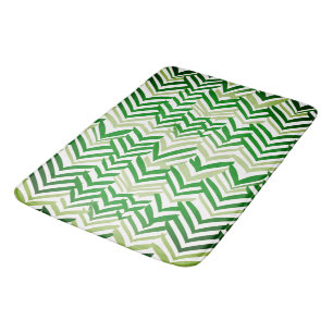 Green and white ZigZag Bath Mat