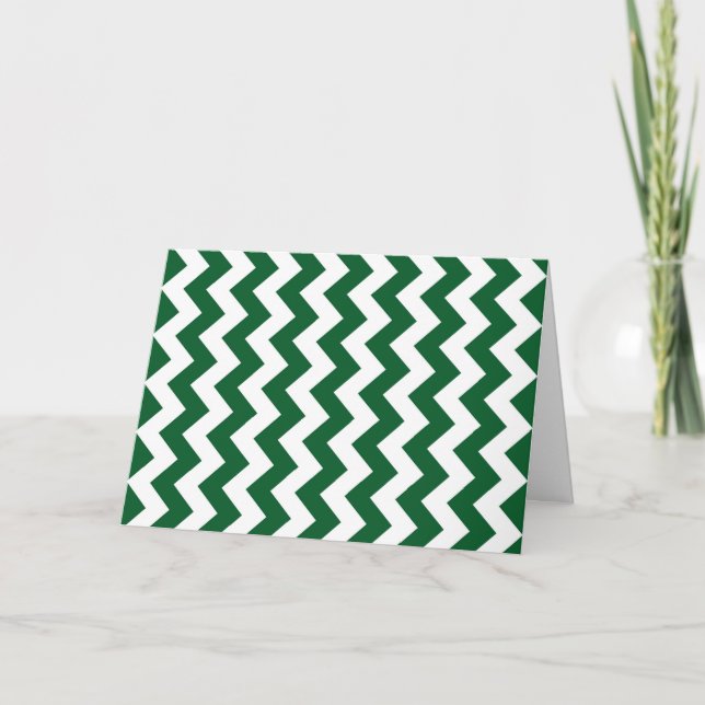 Green and White Zigzag Holiday Card (Front)