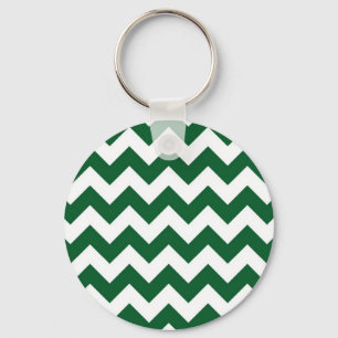 Green and White Zigzag Key Ring