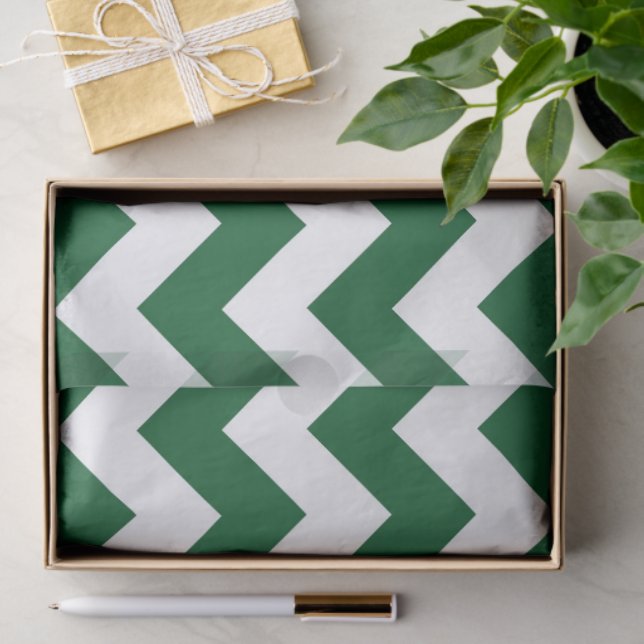 Green and White Zigzag Tissue Paper (Gift)