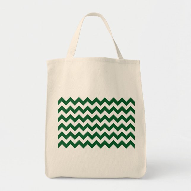 Green and White Zigzag Tote Bag (Front)