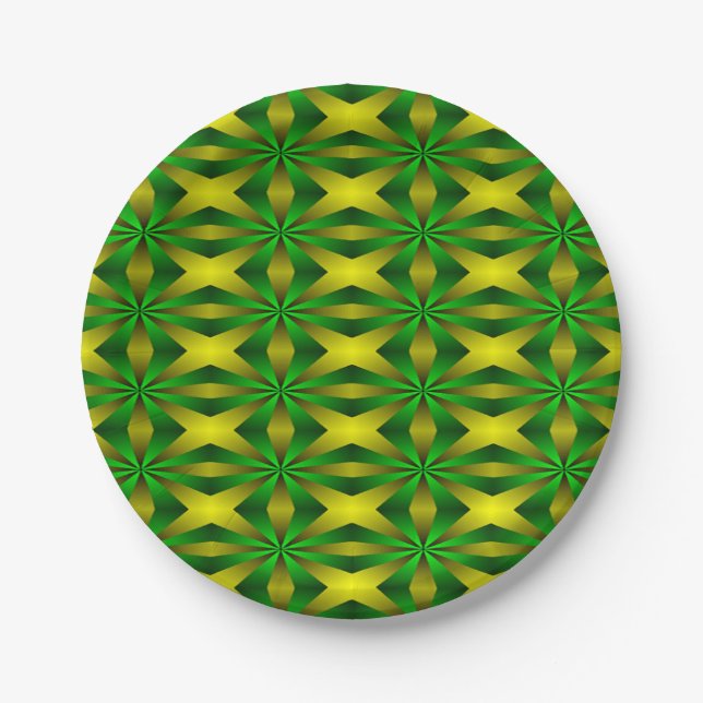 Green and yellow abstract paper plate (Front)