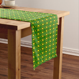 Green and yellow abstract short table runner