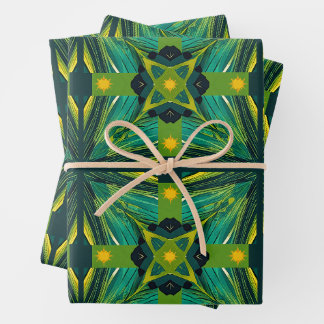 Green and Yellow Abstract Squares Wrapping Paper Sheet