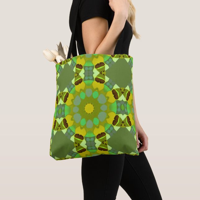 Green and Yellow Abstract Tote Bag (Close Up)