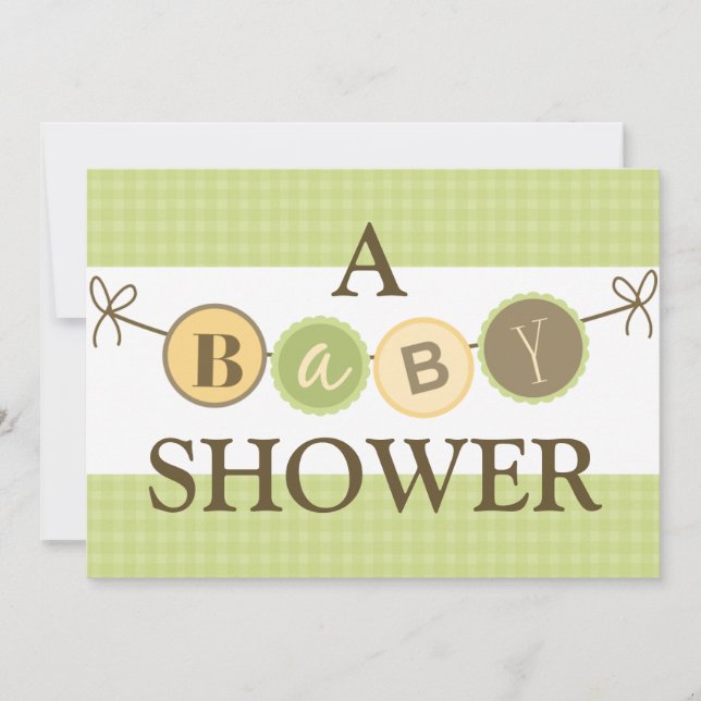 Green and Yellow Baby Shower Invitation (Front)