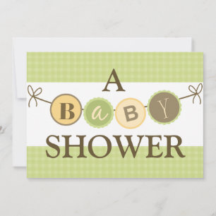 Green and Yellow Baby Shower Invitation