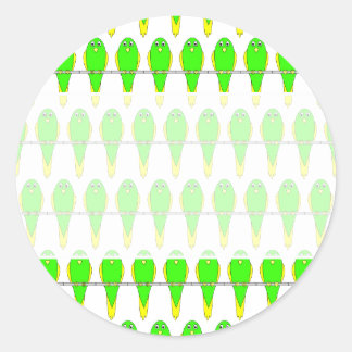 Green and Yellow Bird Pattern. Parakeets. Classic Round Sticker