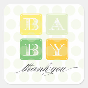Green and Yellow Blocks Baby Shower Favour Sticker