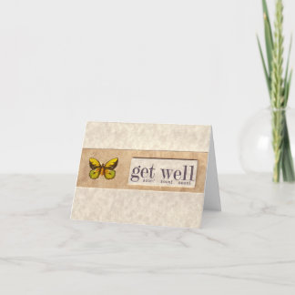 Green and Yellow Butterfly Get Well Soon Card