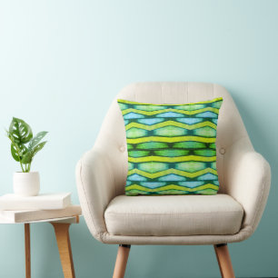 Green and yellow chevron cushion