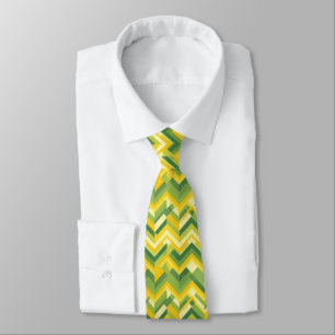 Green and yellow chevron pattern tie