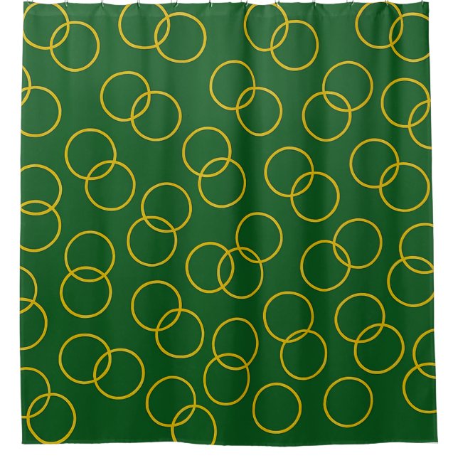 Green and Yellow Circles Shower Curtain (Front)