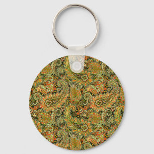 Green and Yellow Color Paisely Key Ring