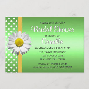 Green and Yellow Daisy Bridal Shower Invitation