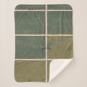 Green and yellow drawer sherpa blanket