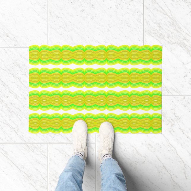 Green And Yellow Figure Eight Ribbon Pattern Art Doormat (Indoor)