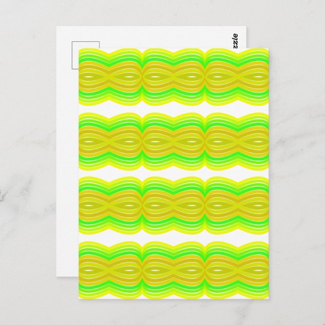 Green And Yellow Figure Eight Ribbon Pattern Art Postcard (Front/Back)