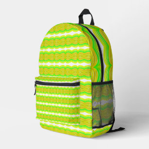 Green And Yellow Figure Eight Ribbon Pattern Art   Printed Backpack