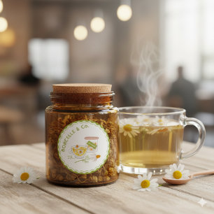 Green and Yellow Floral Chamomile Herbal Tea Classic Round Sticker